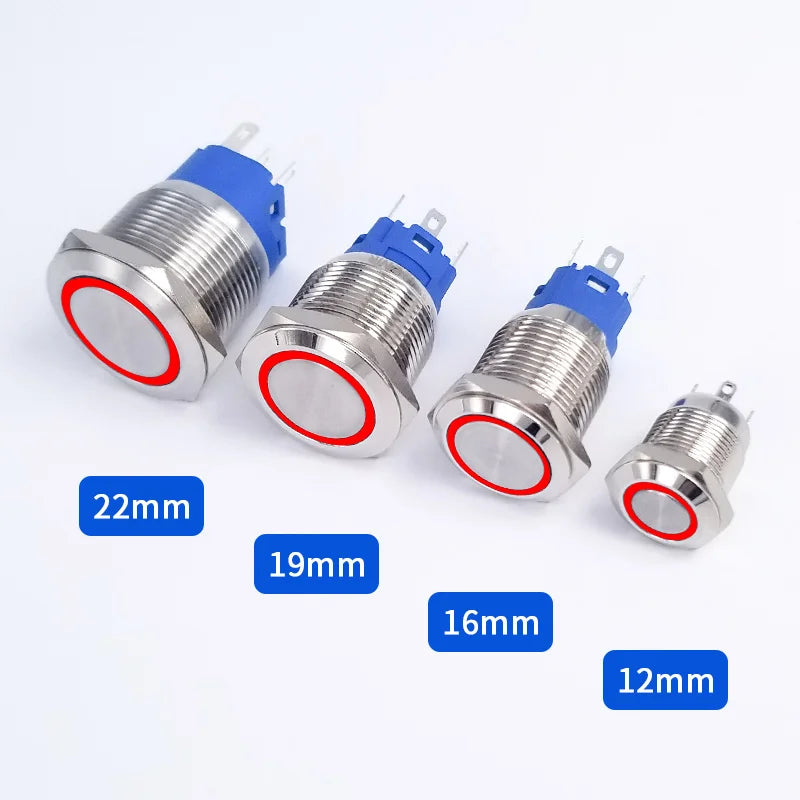 16mm Rød Metal Trykknapkontakt – Fast Selv‑låsnings, 3‑6V