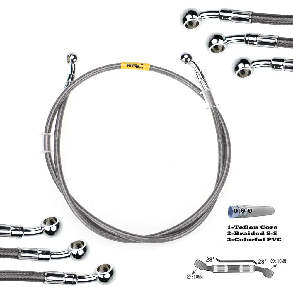 Tuyau de frein hydraulique 110cm 10mm Banjo – Tressé pour Suzuki, Kawasaki