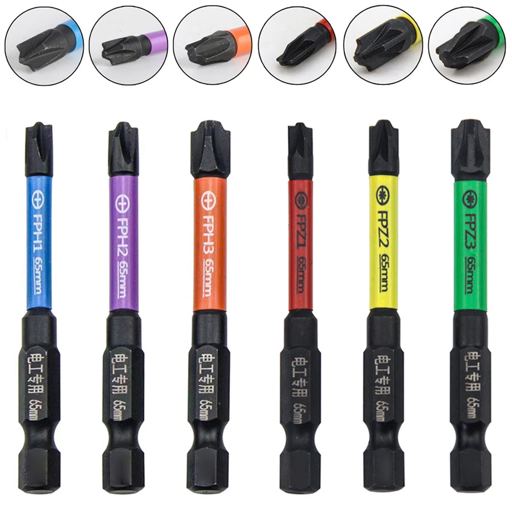 6pcs 65mm Magnetic Cross Screwdriver Bit Set for Circuit Breakers