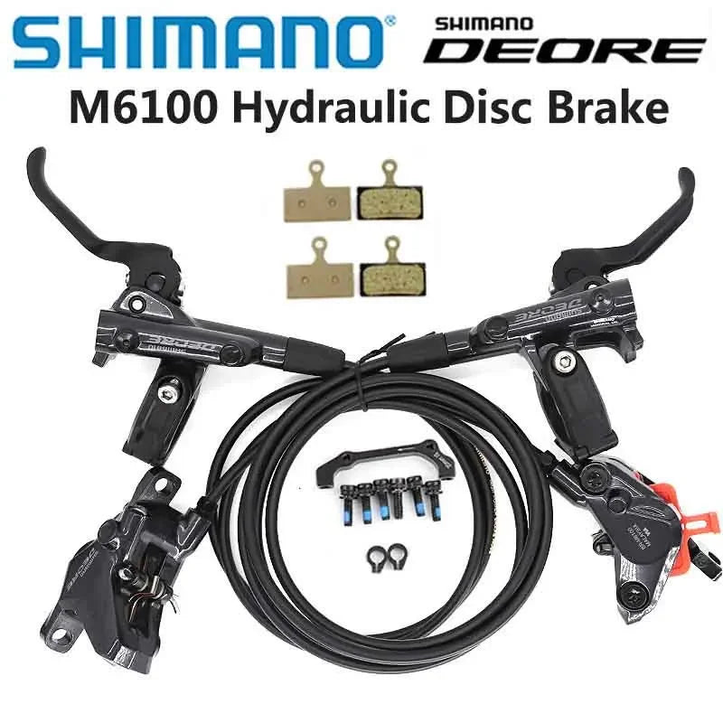 Conjunto de travões de disco hidráulico Shimano Deore M6100/M6120 – 2 e 4 pistões, resina
