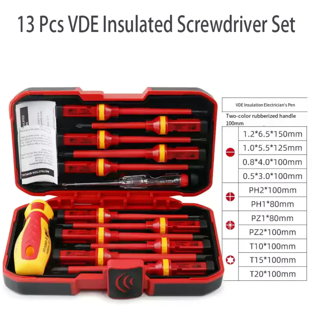 Conjunto de Chaves de Fenda Isoladas de 13 peças para E‑Bike 1000V com Bits Magnéticos