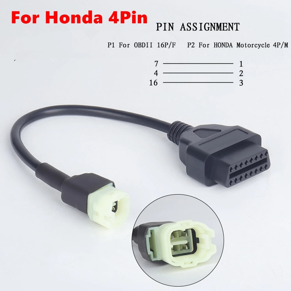 6‑Pin Motorcykel Diagnosekabel til Honda & Yamaha – OBD2 Adapter