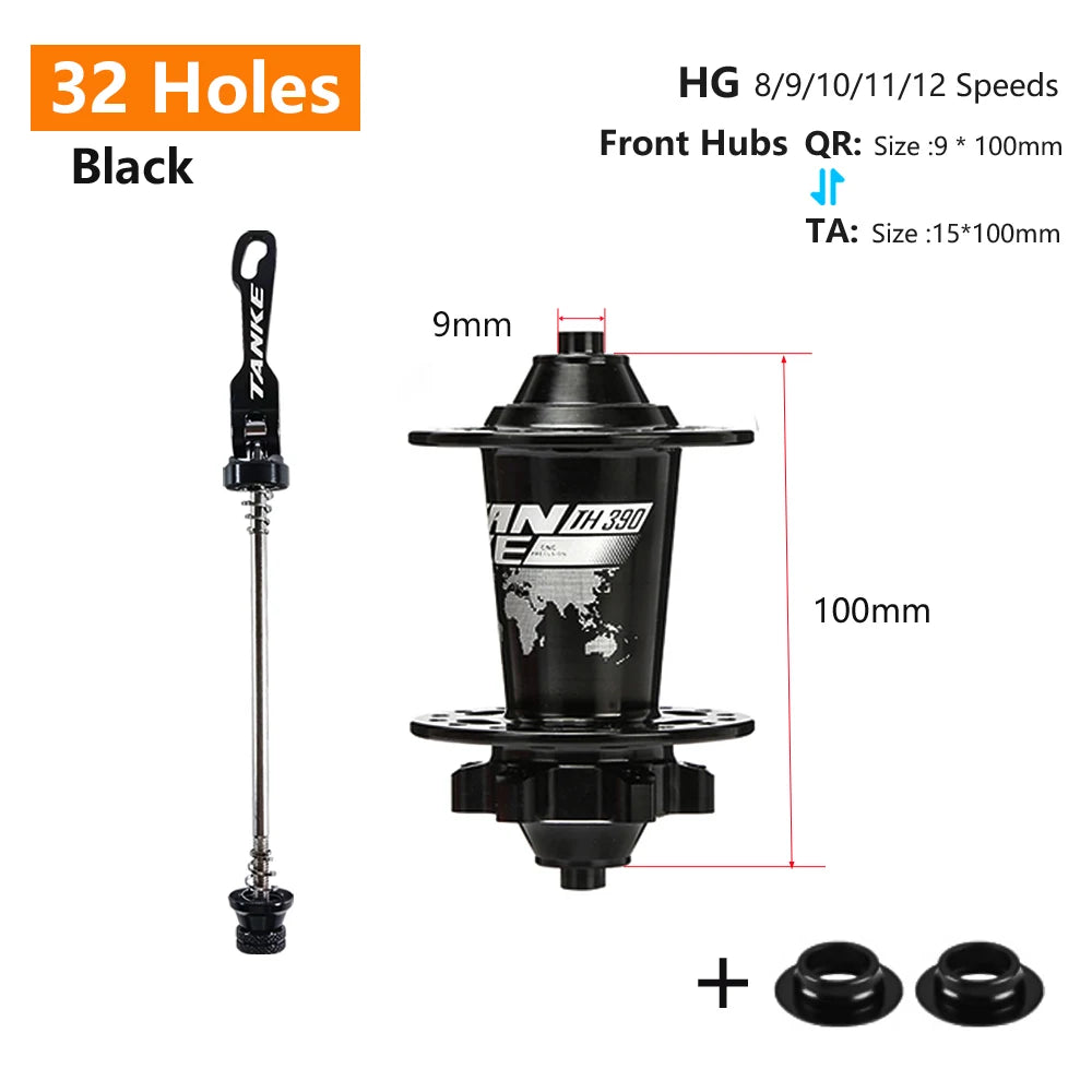 TANKE 120-Click Cubo MTB 28-36h QR/Thru‑Axle, Freio a Disco, 6‑Rolamentos