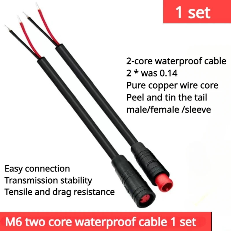 6mm M6 Vandtæt 2‑Pin Stik til E‑Bike Bremsekabel – Julet Plug