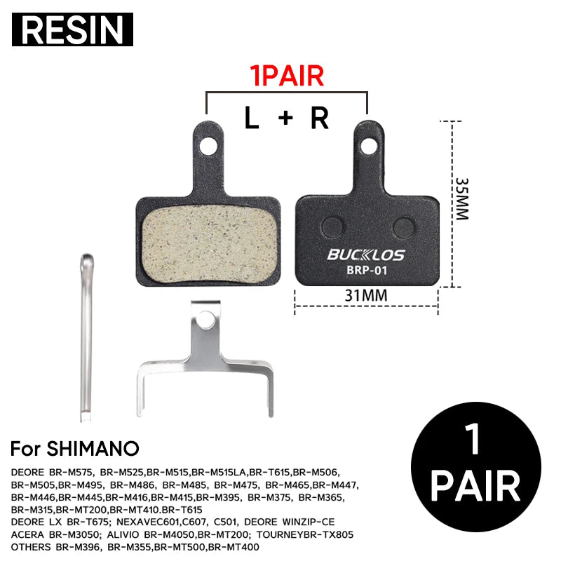 Bucklos Shimano B01S/B03S/B05S Resin Disc Brake Pads – 2 Pairs MTB