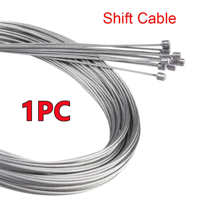 10PCS 2M Conjunto de Cabos de Travão e Mudança para MTB – Núcleo de Aço de 1,2 mm, Prata