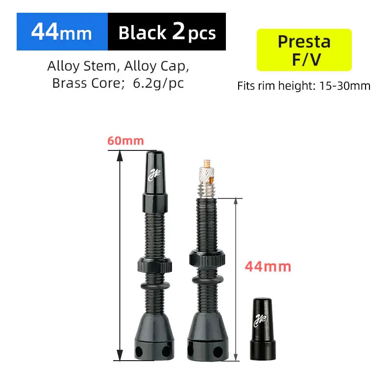 Conjunto de Válvulas Presta Tubeless de Alumínio 44/60/80mm com Ferramenta – Vermelho