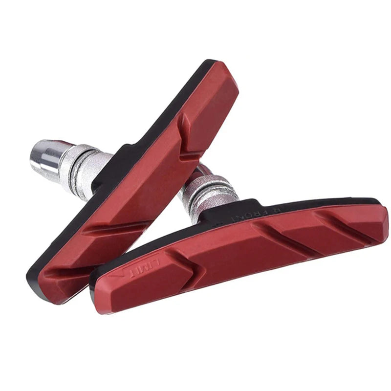 Par de Pastilhas V‑Brake Silenciosas Vermelhas – Borracha, Longa Duração, Compatível com a maioria das E‑Bikes