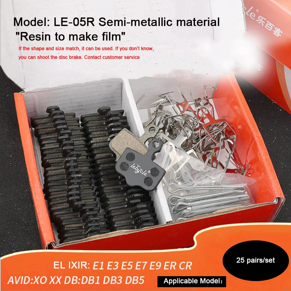 25 Pair MTB Disc Brake Pads Resin (LE-11) for Shimano, SRAM, AVID